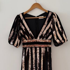 Sample Sale Black Velvet Dress with Copper Sequins